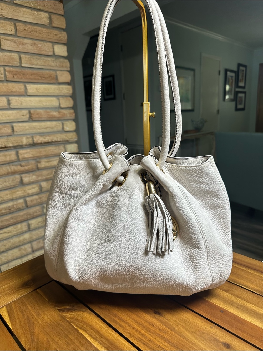 Michael Kors Cream Leather Hobo Bag